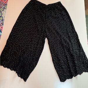 American Eagle Outfitters Black Polka Dot Wide Leg Pants L